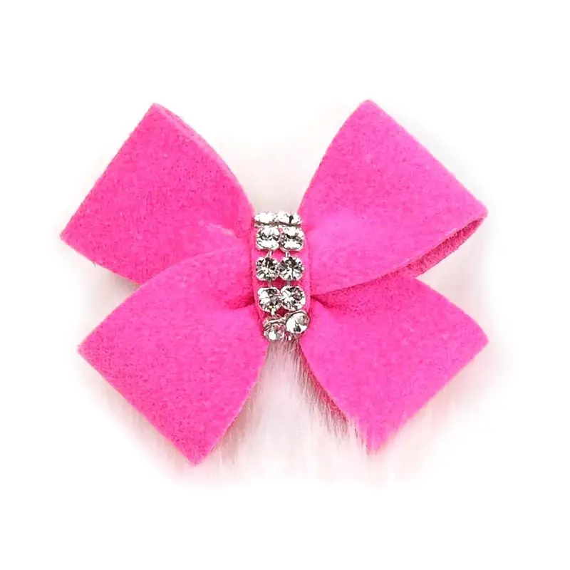 Nouveau Bow Dog Hair Bow by Susan Lanci - Sapphire Pink X-Small
