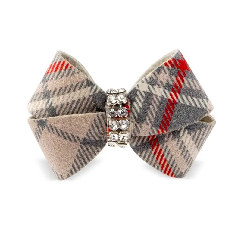 Scotty Nouveau Bow Dog Hair Bow by Susan Lanci - Doe Plaid X-Small