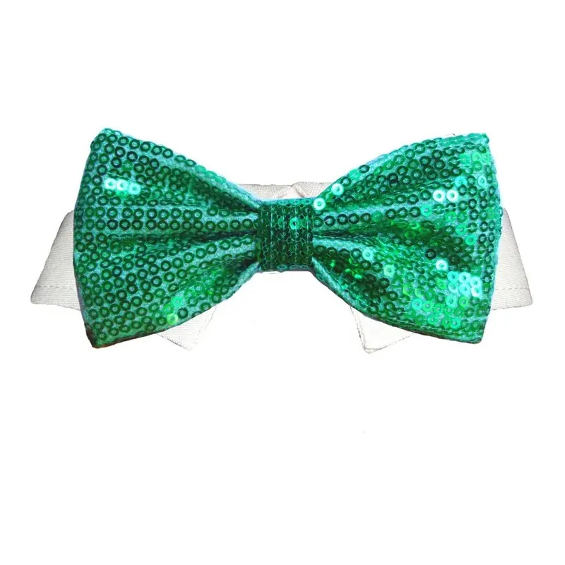 Pooch Outfitters Dublin Dog Shirt Collar and Bow Tie - Green X-Small