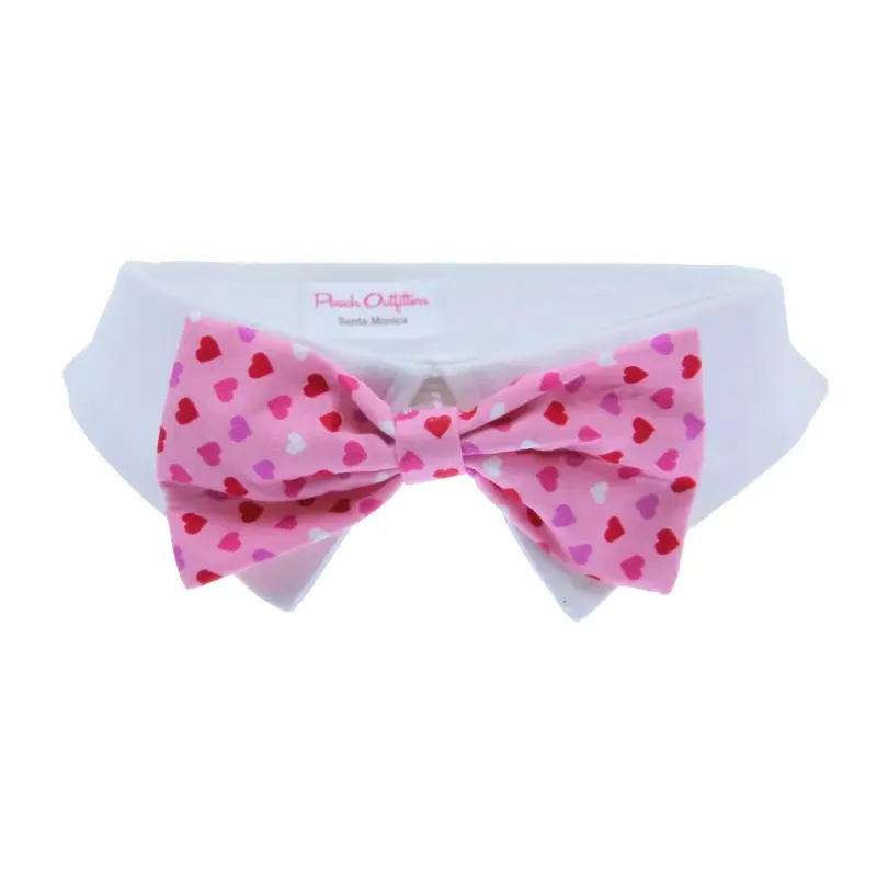 Pooch Outfitters Heart Dog Shirt Collar and Bow Tie - Pink X-Large