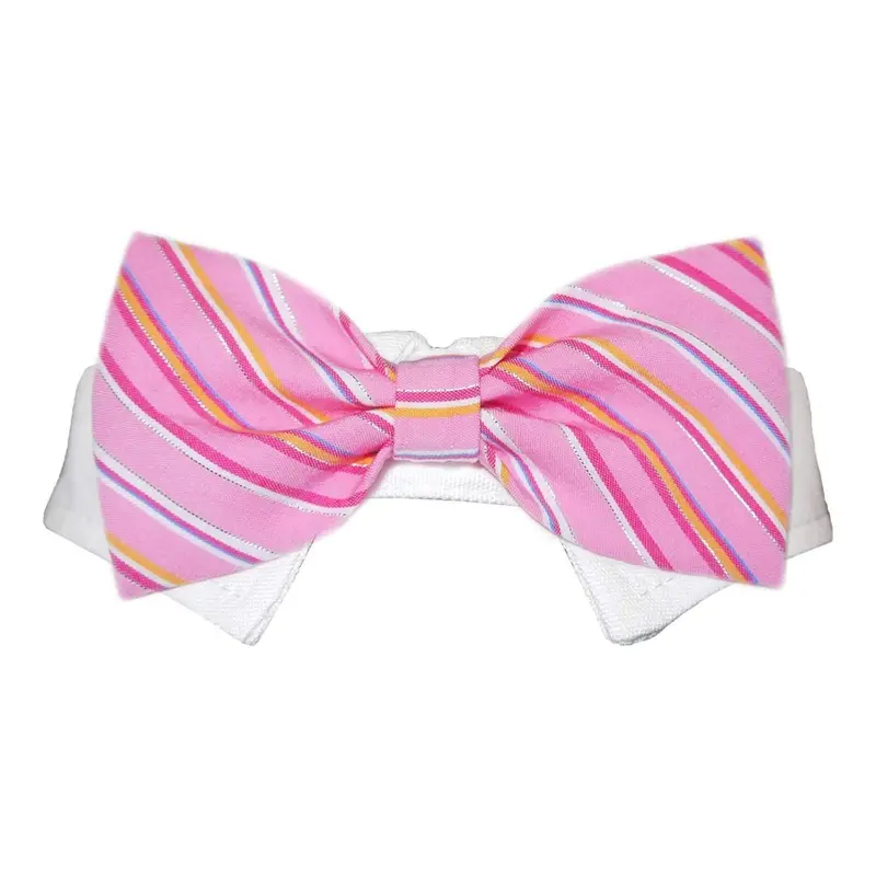 Pooch Outfitters Ryan Dog Shirt Collar and Bow Tie - Pink Striped X-Small - Out of Stock!