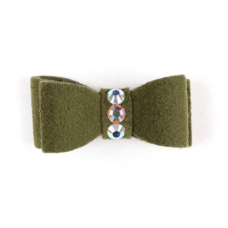 Susan Lanci Dog Hair Bow 2-Piece Set - Olive Teacup