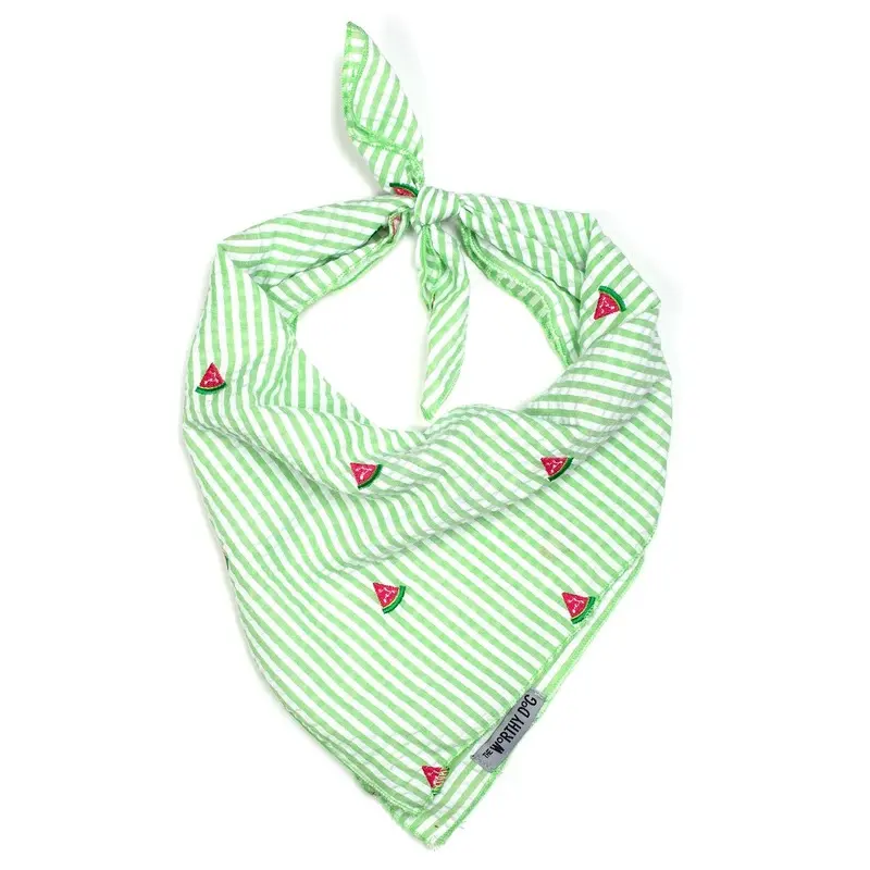 Worthy Dog Green Stripe Watermelon Dog Bandana Small