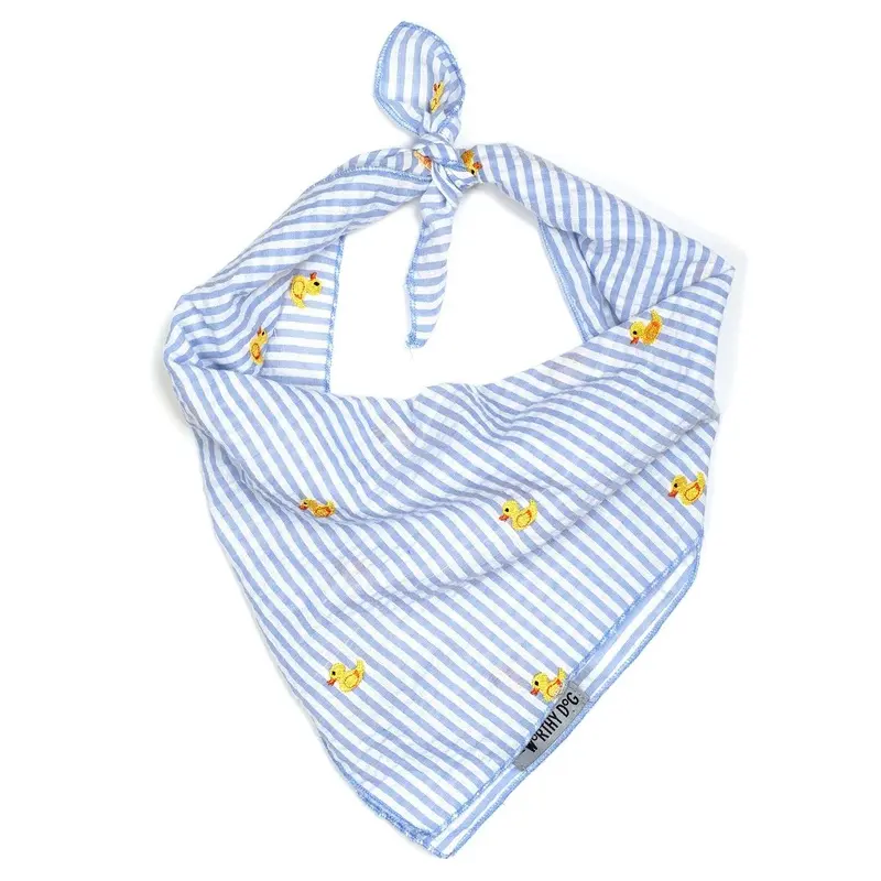 Worthy Dog Light Blue Stripe Rubber Duck Dog Bandana Small - Out of Stock!