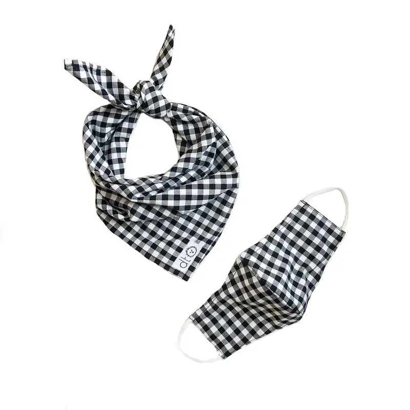 Dog Threads Gingham Face Mask and Matching Dog Bandana Gingham Human Mask