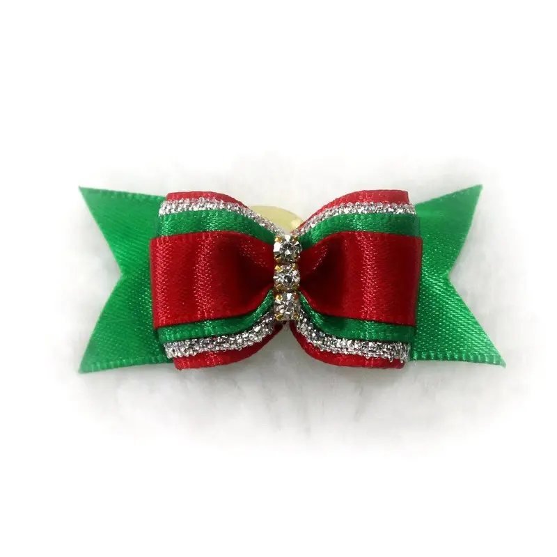 Hello Doggie Christmas Dog Bow - Red and Green