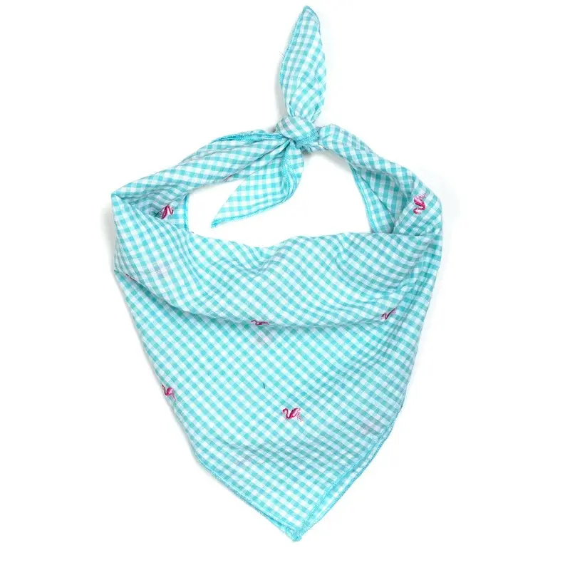 Worthy Dog Gingham Flamingos Dog Bandana Small