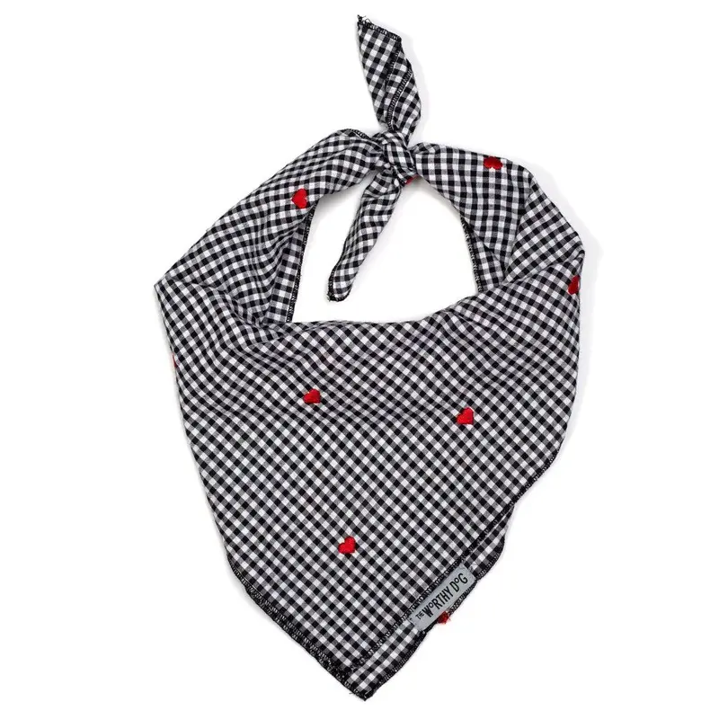 Worthy Dog Gingham Hearts Dog Bandana Small