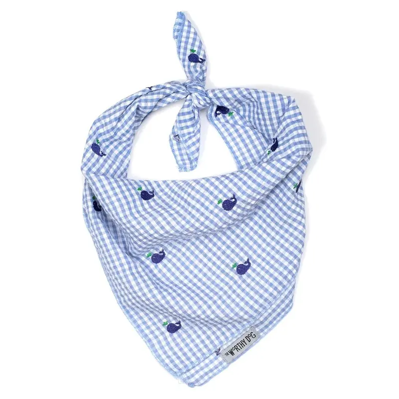 Worthy Dog Gingham Whales Dog Bandana Small - Out of Stock!