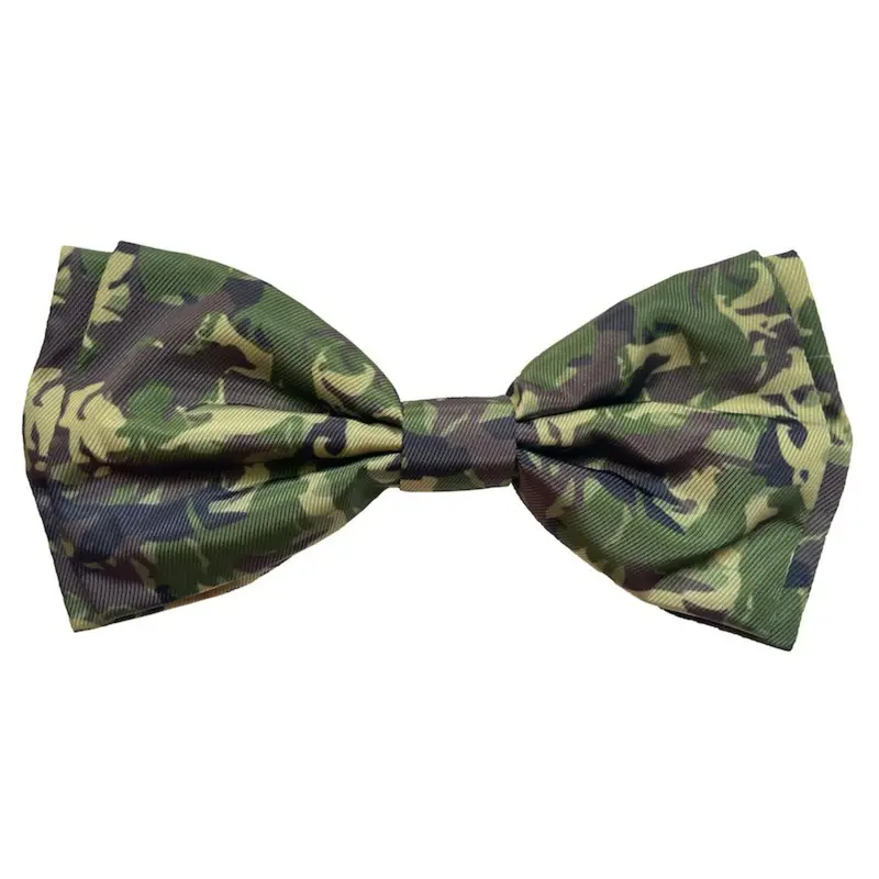Huxley & Kent Dog and Cat Bow Tie Collar Attachment - Camo Dogs Green Small