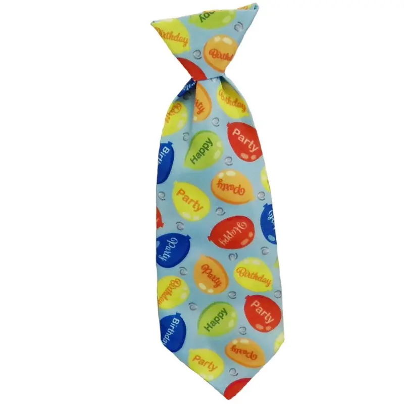Huxley & Kent Party Time Long Tie Collar Attachment Dog Necktie - Blue Medium