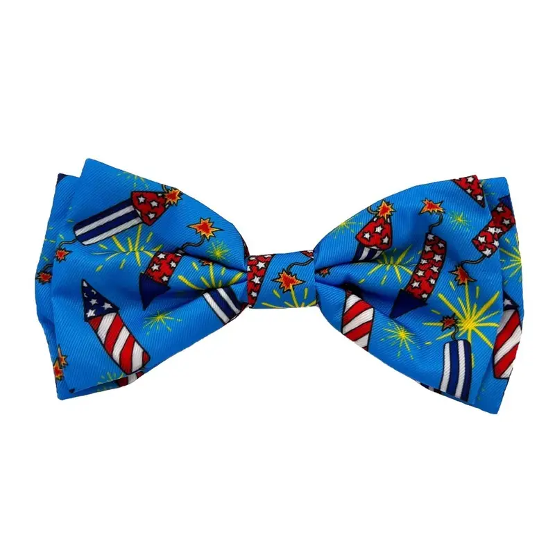 Huxley & Kent Patriotic Dog and Cat Bow Tie Collar Attachment - Firecrackers Small