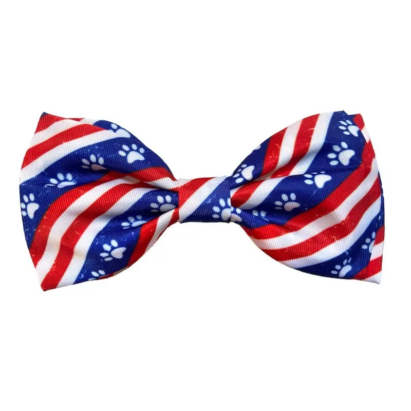 Huxley & Kent Patriotic Dog and Cat Bow Tie Collar Attachment - Paws & Stripes Small