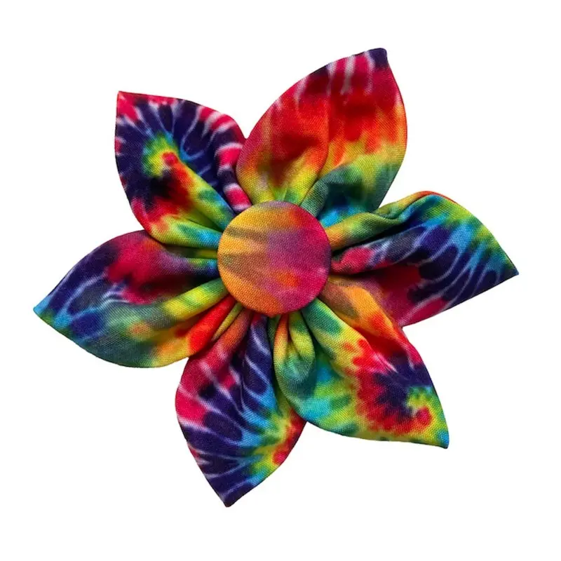 Huxley & Kent Pinwheel Dog and Cat Collar Attachment - Woodstock Tie Dye Small - 2.5"