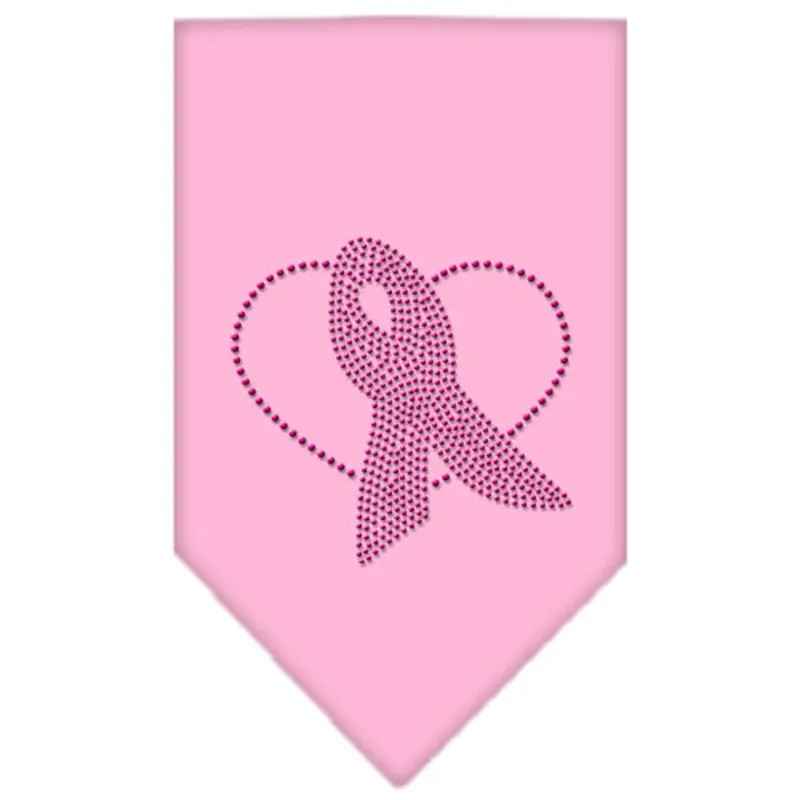 Pink Ribbon Rhinestone Dog Bandana - Light Pink Large