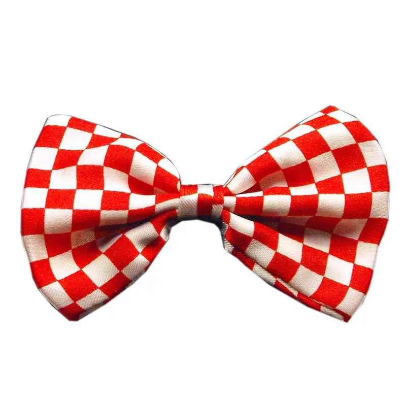 Checkered Dog Bow Tie - Red