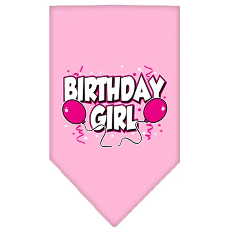 Birthday Girl Screen Print Dog Bandana - Light Pink Large