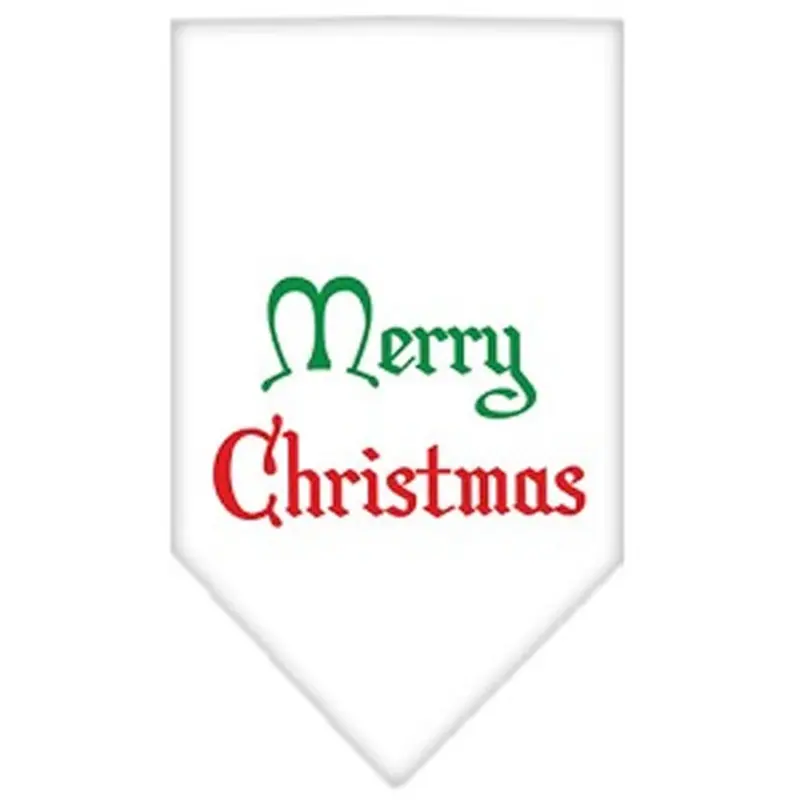 Mirage Merry Christmas Screen Print Dog Bandana - White Small - Out of Stock!