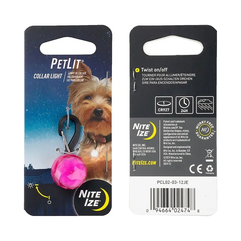 Nite Ize PetLit Dog Collar Lights - Pink Jewel