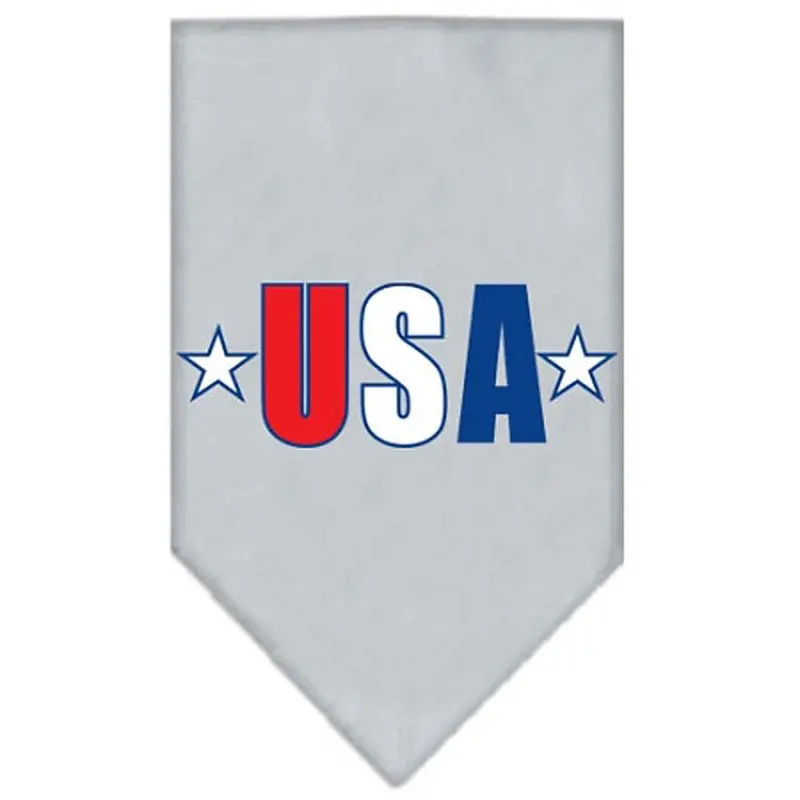 USA Star Screen Print Dog Bandana - Gray Small