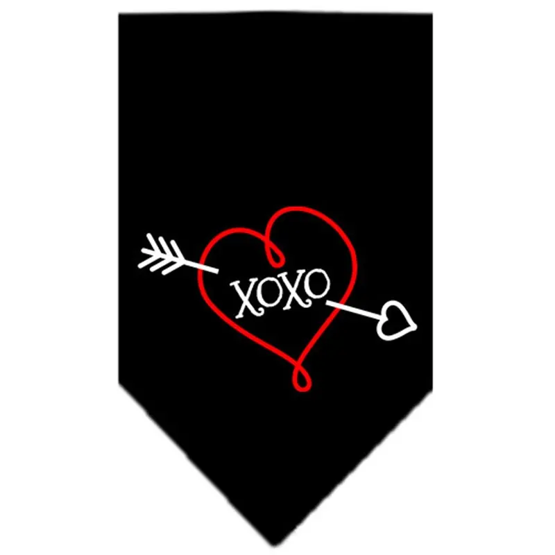 XOXO Screen Print Dog Bandana - Black Small