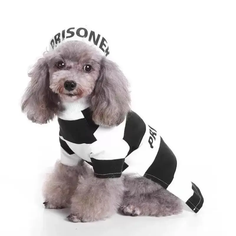 Pet Life Striped Retro Inmate Prisoner Pet Dog Costume Uniform X-Small