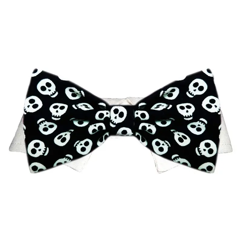 Pooch Outfitters Skully Dog Shirt Collar and Bow Tie - Black X-Small - Out of Stock!