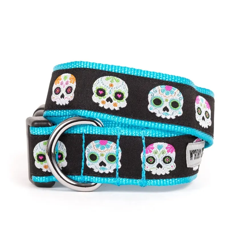 Worthy Dog Halloween Dog Collar - Skeletons Black X-Small