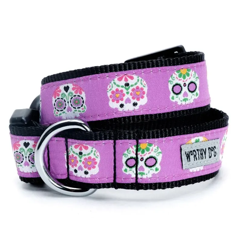 Worthy Dog Halloween Dog Collar - Skeletons Purple X-Small