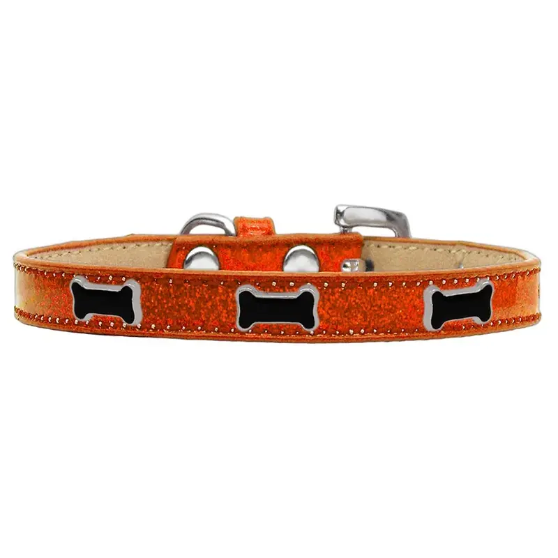 Black Bone Widget Dog Collar - Orange Ice Cream Size 18