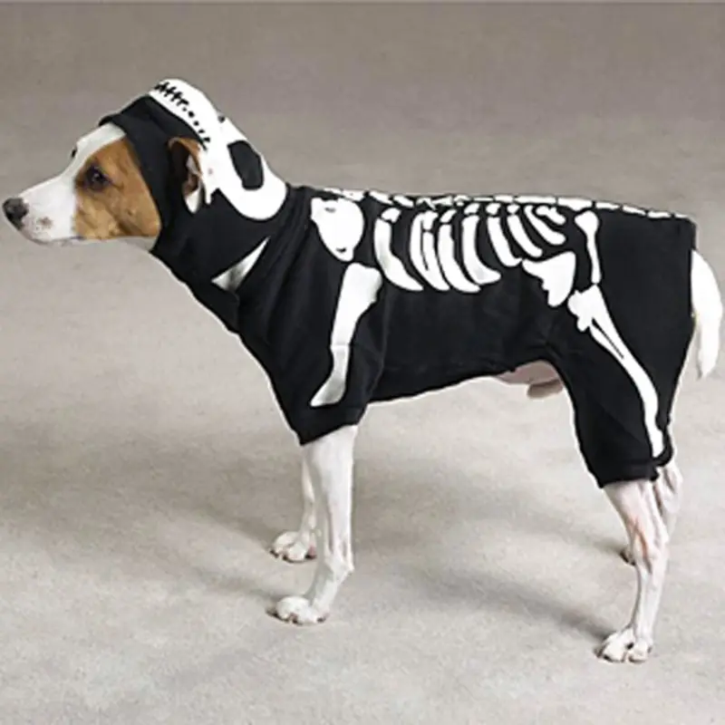 Casual Canine Skeleton Glow Bones Dog Costume - Black X-Small - up to 8" Length