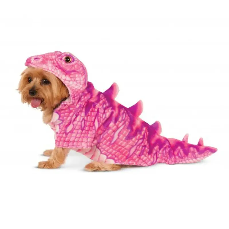 Dino Dog Hoodie Costume - Pink X-Small