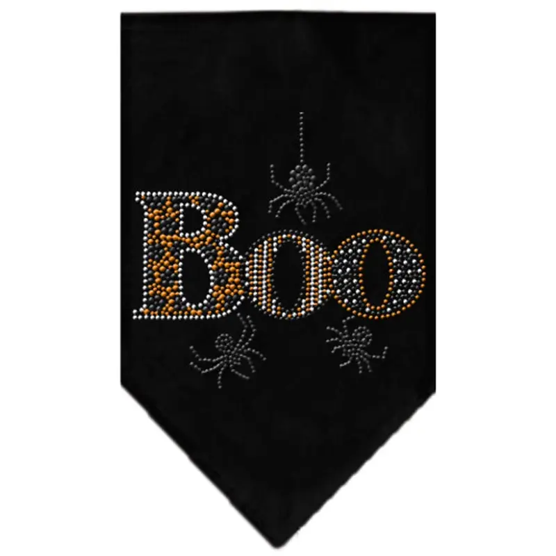 Boo Rhinestone Dog Bandana - Black Small