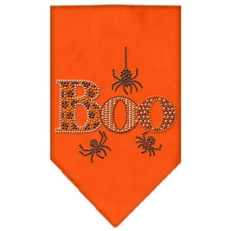 Boo Rhinestone Dog Bandana - Orange Small