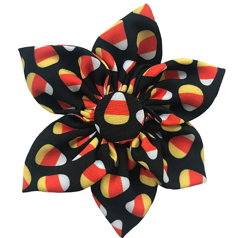 Huxley & Kent Halloween Pinwheel Dog and Cat Collar Attachment - Candy Corn Small - 2.5"