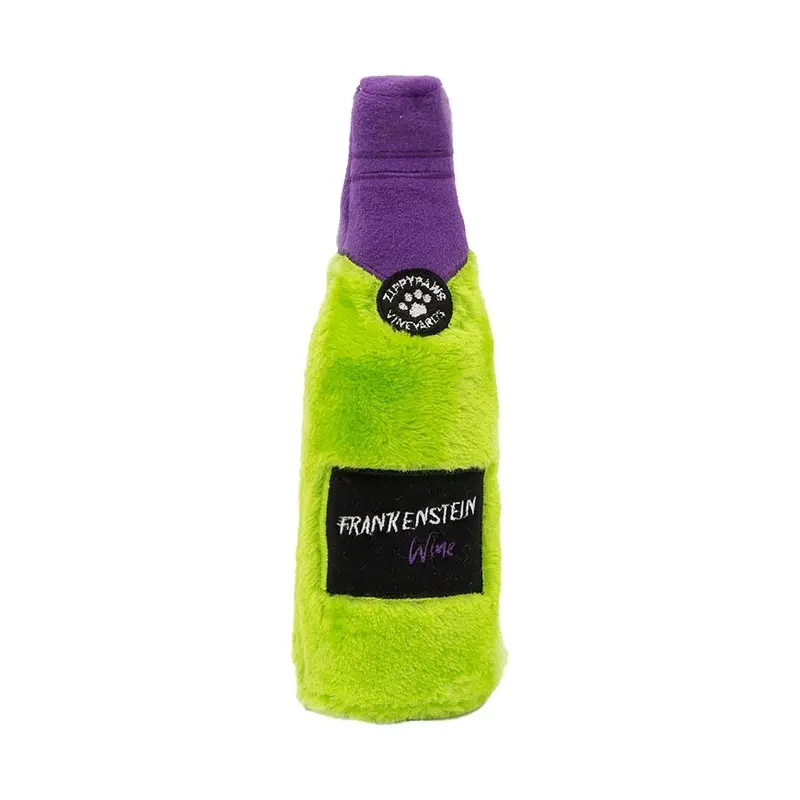 ZippyPaws Halloween Happy Hour Crusherz Dog Toy - Frankenstein Wine