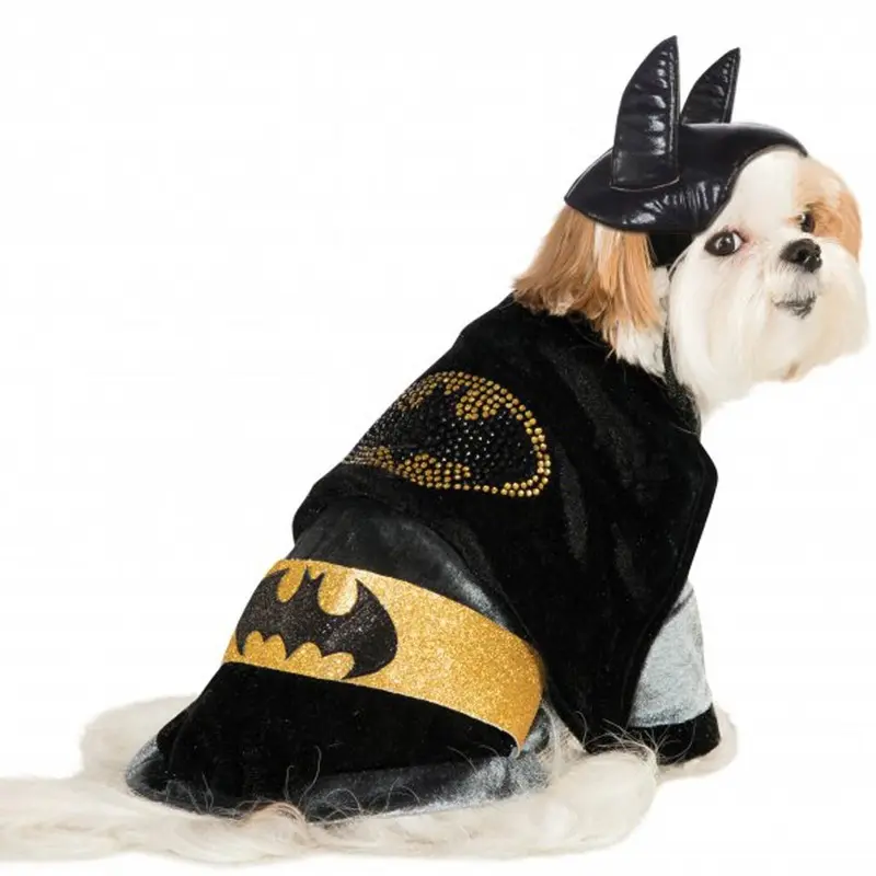 Cuddly Batman Dog Costume with Rhinestone Logo X-Small