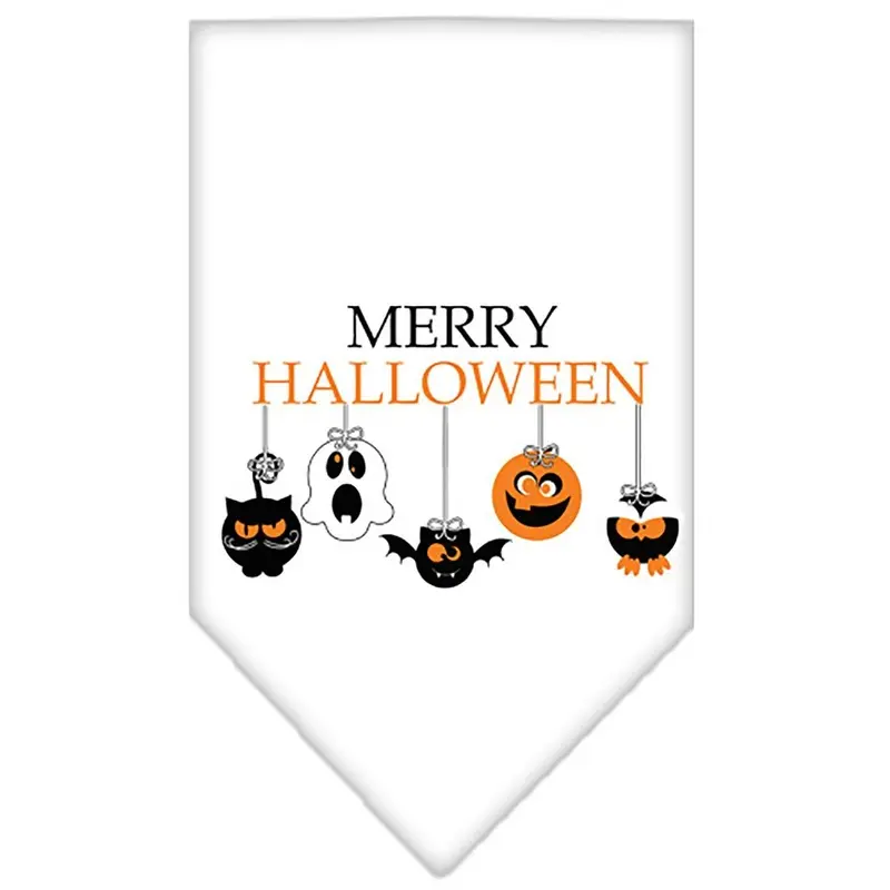Merry Halloween Dog Bandana - White Small
