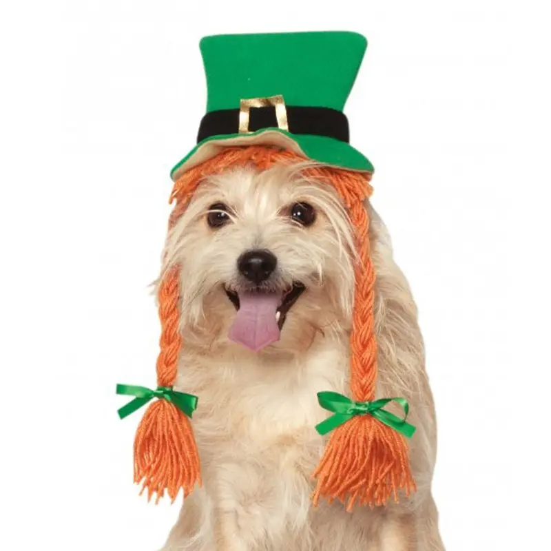 St Patty's Day Dog Hat with Braids Small/Medium
