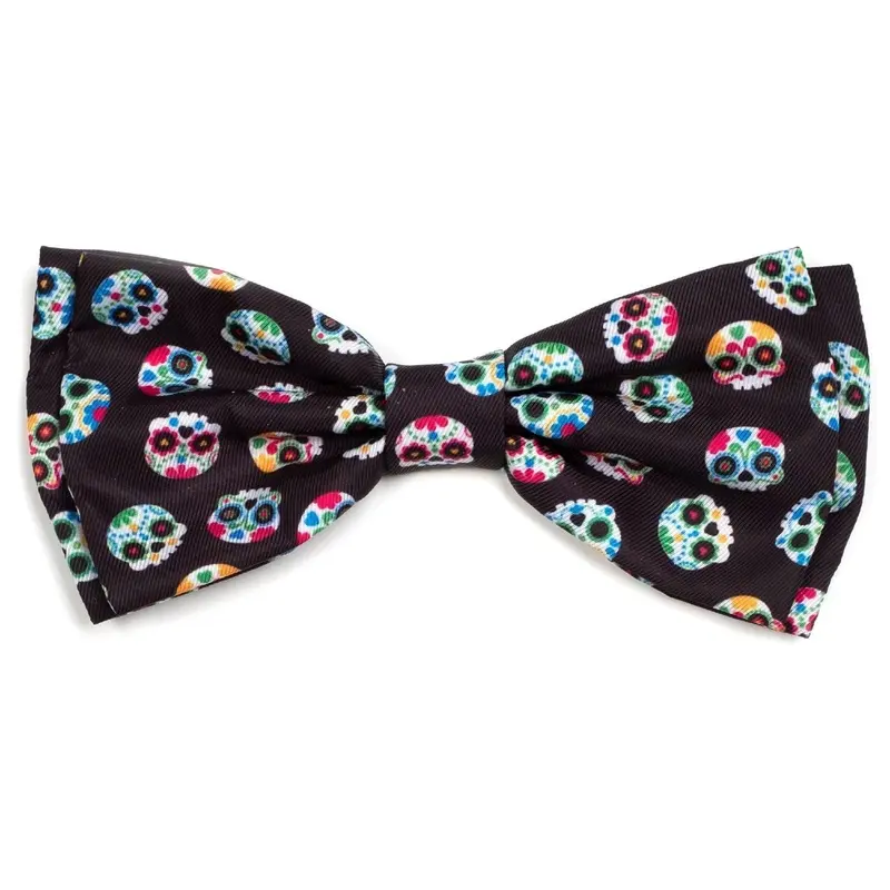 Worthy Dog Halloween Dog and Cat Bow Tie Collar Attachment - Skeletons Black Small
