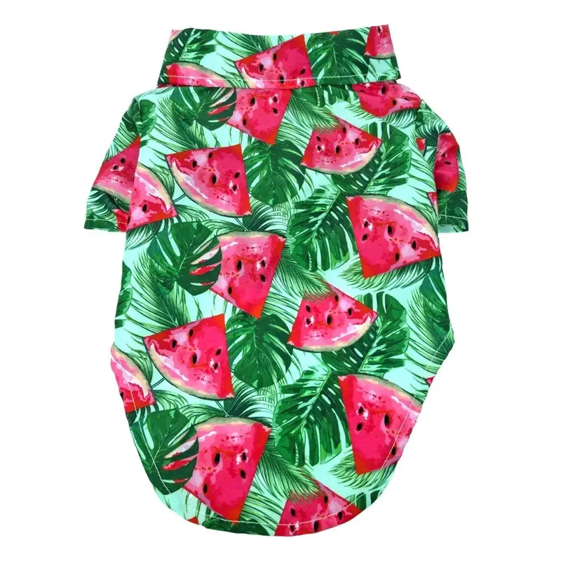 Hawaiian Camp Shirt by Doggie Design - Juicy Watermelon XX-Small