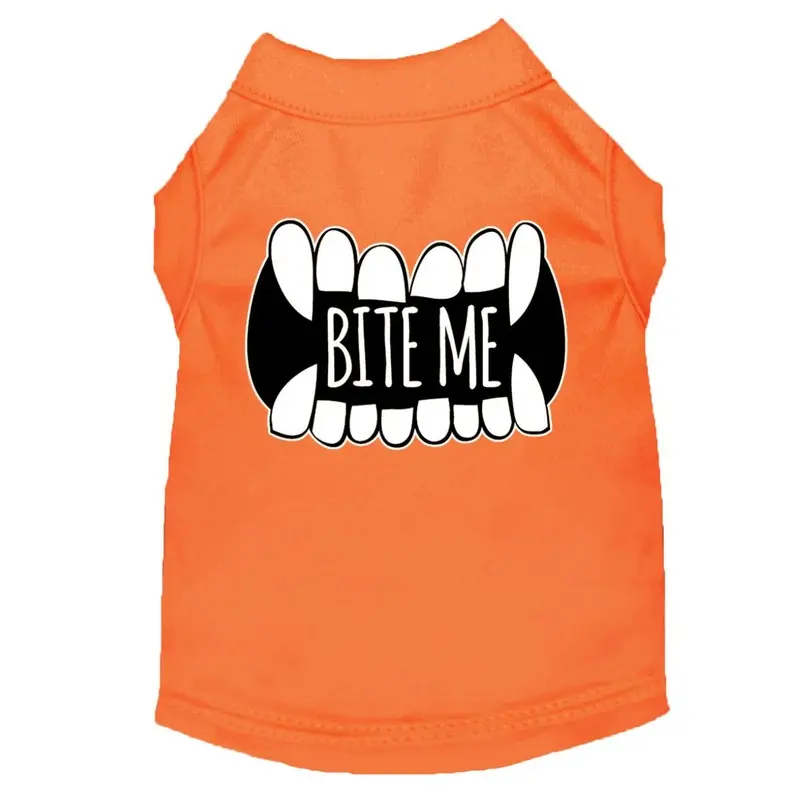 Bite Me Halloween Pet T-Shirt - Orange X-Small