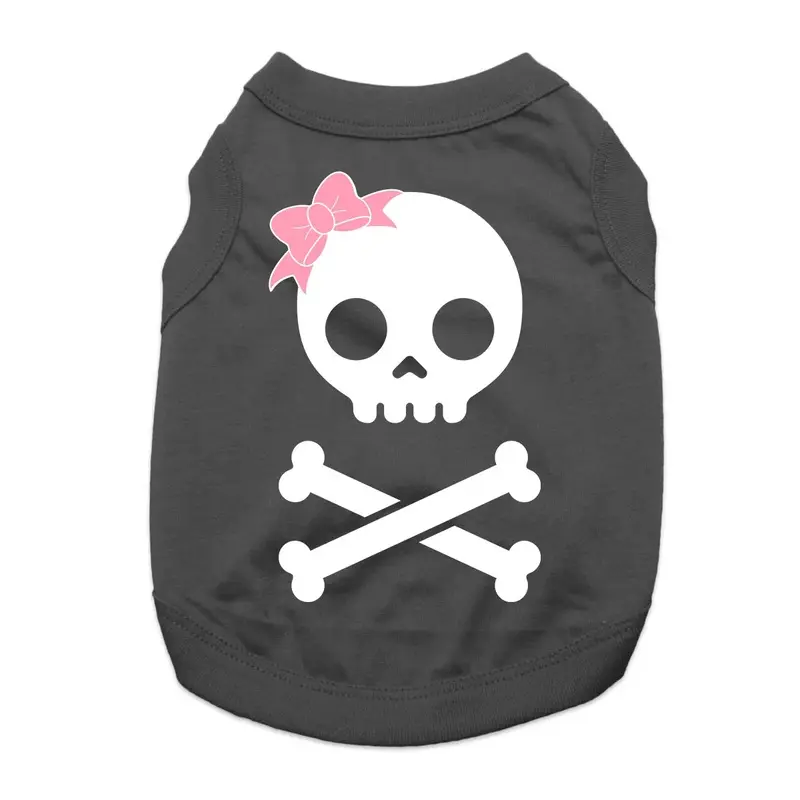 Girl Skull and Bones Dog Shirt - Black X-Small