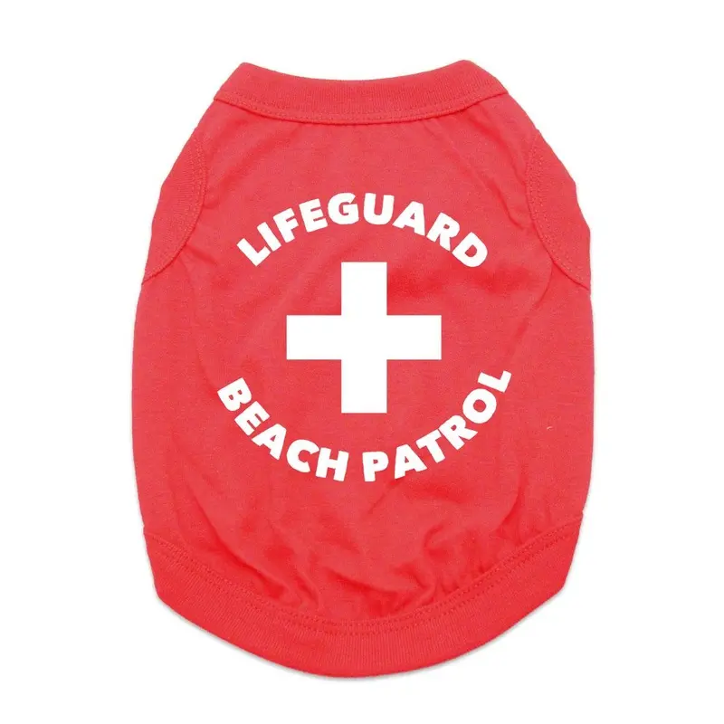Lifeguard Beach Patrol Dog Shirt - Red X-Small