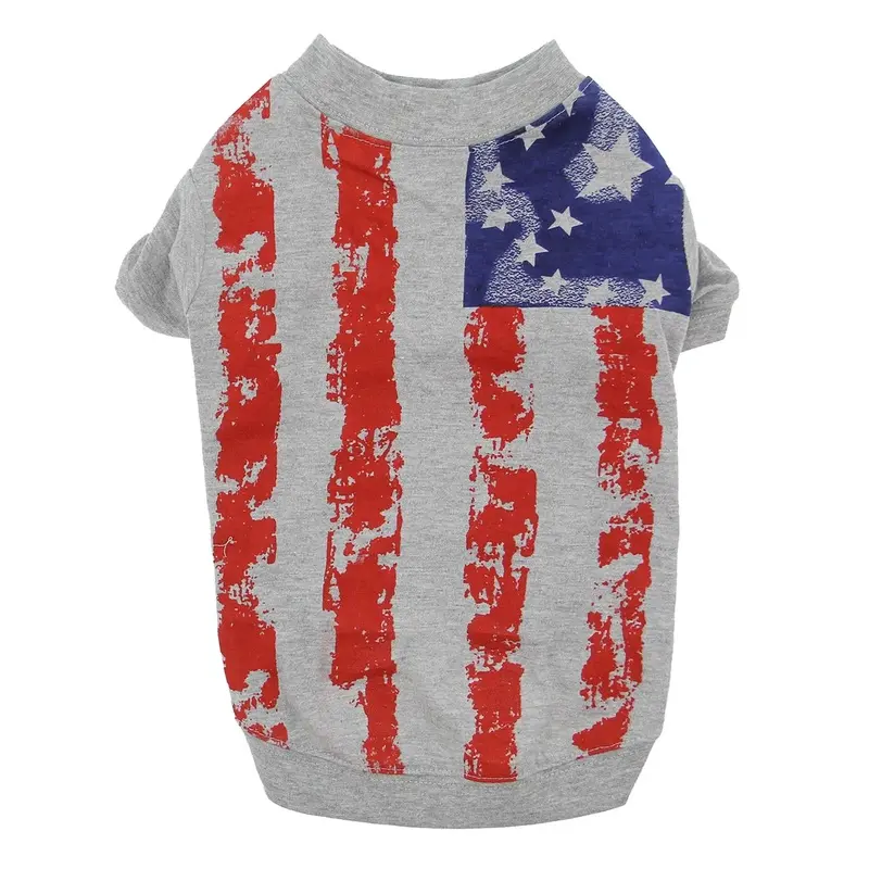 Zack & Zoey America's Pup Flag Print Dog T-Shirt XX-Small