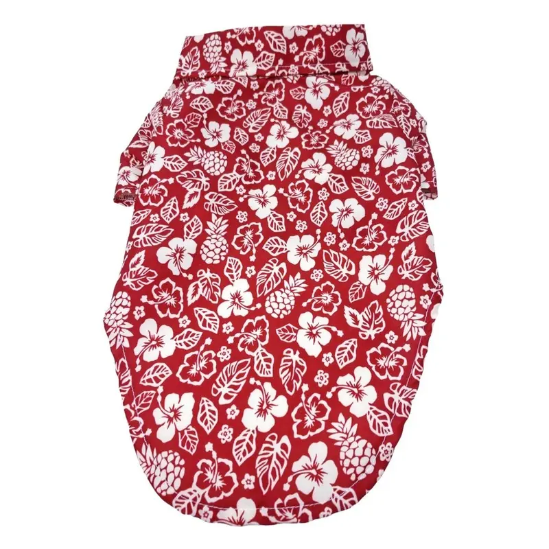 Hawaiian Camp Shirt by Doggie Design - Aloha Red XX-Small - Out of Stock!