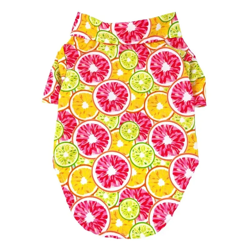 Hawaiian Camp Shirt by Doggie Design - Citrus Slice XX-Small