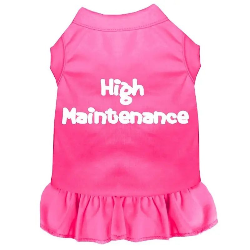 High Maintenance Screen Print Dog Dress - Bright Pink X-Small - Out of Stock!
