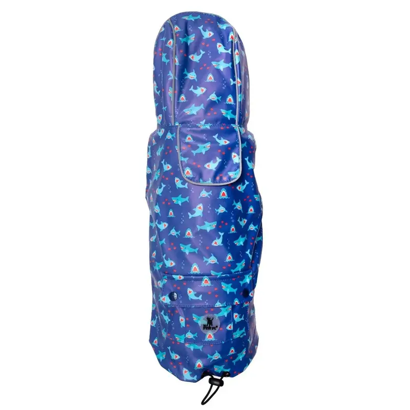 Worthy Dog London Dog Raincoat - Blue Chomp/Red Checkered X-Small