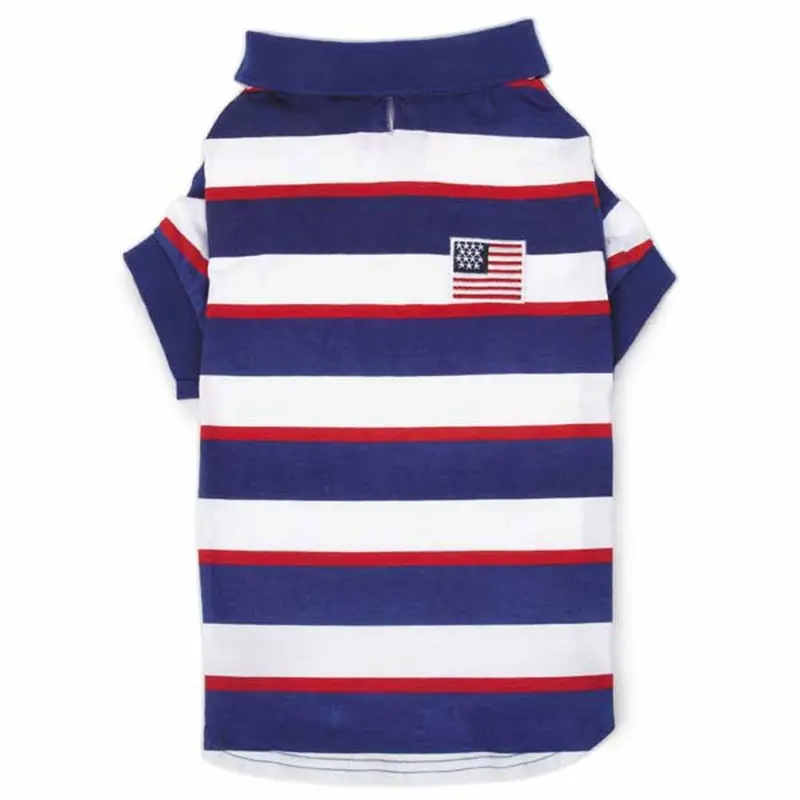 Zack and Zoey Patriotic Pooch SPF40 Polo Dog Shirt XX-Small